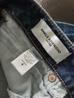 Express Ankle Boyfriend Low Rise Jeans - Dark Blue